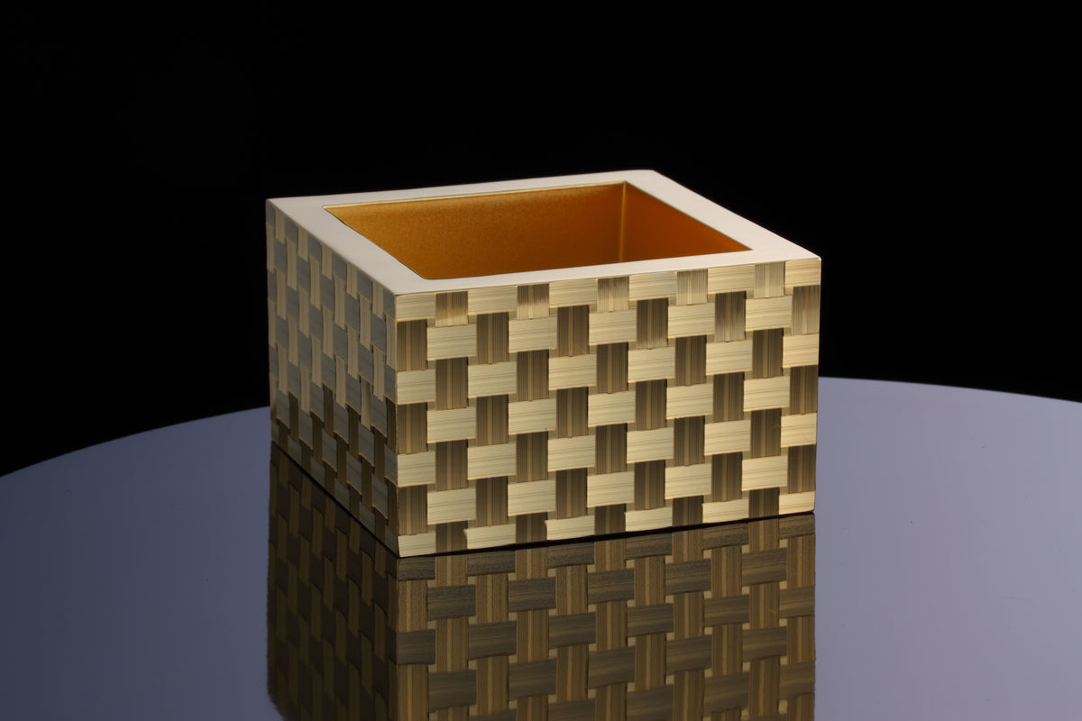 【希少品】升次郎 煌 錫製高級桝・金色 網目（ダイヤカット加工）箱無し 升次郎 煌 －Kirameki－ 錫製升 金